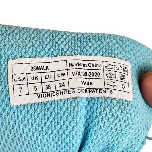 VIONIC Women’s Athletic Sneakers White & Aqua in Size 7 - Picture 7 of 8
